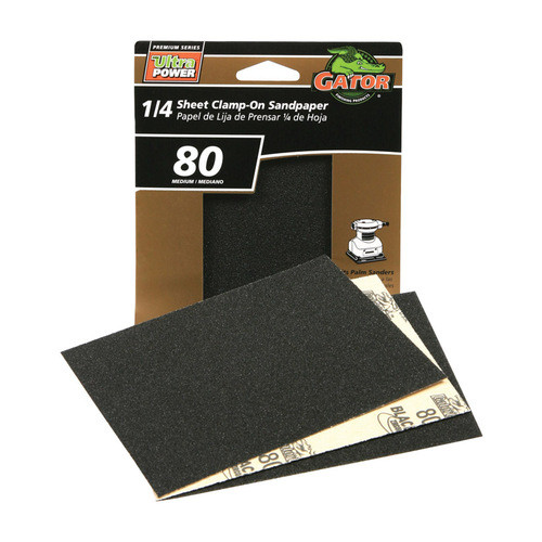 Gator (7726) Ultra Power 5-1/2 in. L X 4-1/2 in. W 80 Grit Zirconium Oxide 1/4 Sheet Sandpaper 1-pk/4-Sheets