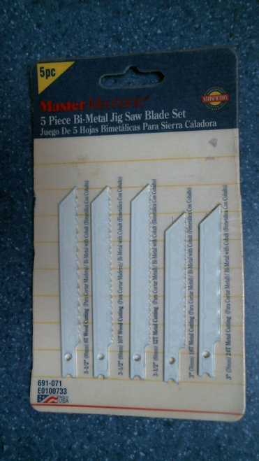 Master Mechanic 691-071, 5 pc. Bi-Metal Jig Saw Blade Set