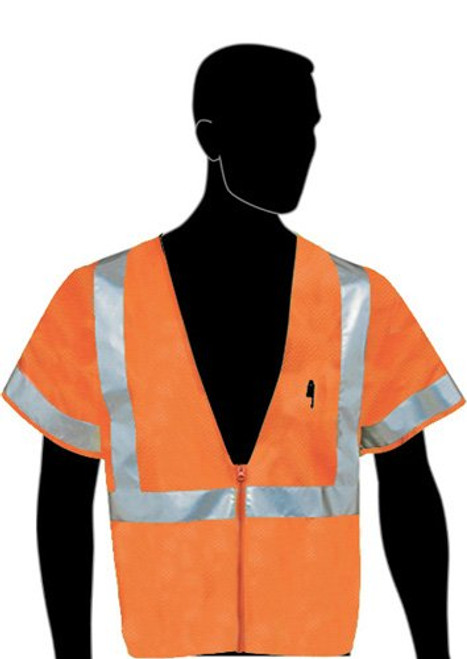 Liberty Glove & Safety C16004F/XL HiVizGard Polyester All Mesh Fabric Class 3 Safety Vest with 2" Wide Silver Reflective Stripes and Pockets, X-Large, Fluorescent Orange