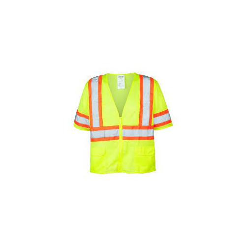 Iron Wear 1293-LZ-2XL Polyester Mesh Safety Vest Class 3 w/ Zipper & 6 Pockets (Lime/2X-Large)