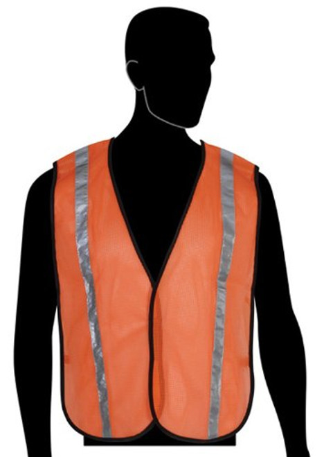 Liberty Glove & Safety N16001F HiVizGard Polyester General Purpose Mesh Vest with 1" Wide Silver Reflective Stripes, Fluorescent Orange