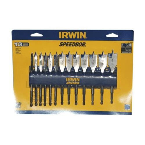 Irwin 88887 Speedbor 13 Piece 1/4-Inch to 1-Inch Spade Drill Bit Assortment w...