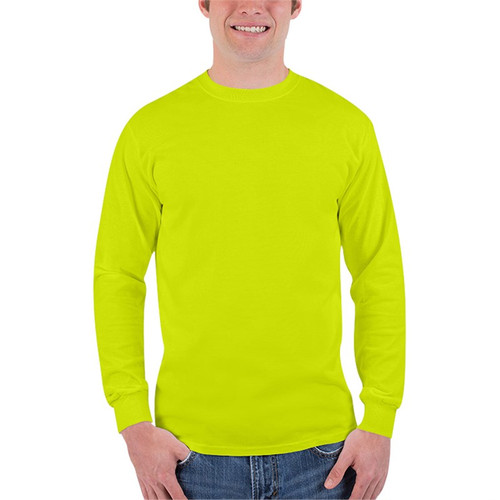Gildan Ultra Cotton 4208-0 Long Sleeve Safety Shirt, Lime, 3XL