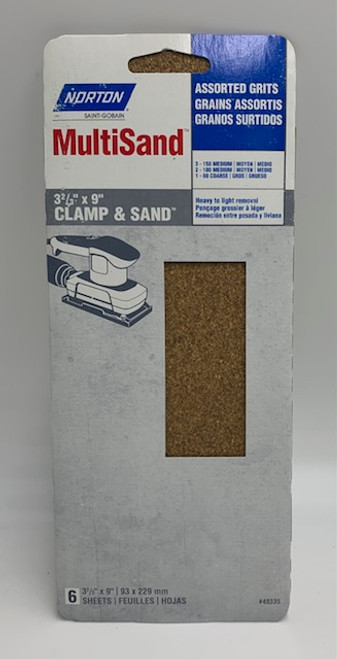 Norton (48335) 3-2/3-Inch X 9-Inch Clamp & Sand Handy Pack Sanding Sheets 1-Pk/6-Sheets