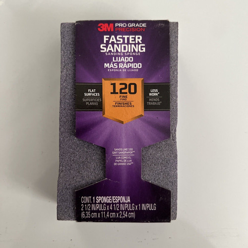 3M (24001PGP-F-B) Pro Grade Precision Ultra Flexible Sanding Sponge, 4.5 x 2.5 x 1'', 120-Grit