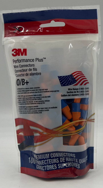 3M(TM) 3M Performance Plus Wire Connector O/B+Pouch, 100/POUCH, 100 units, Orange/Blue, Set