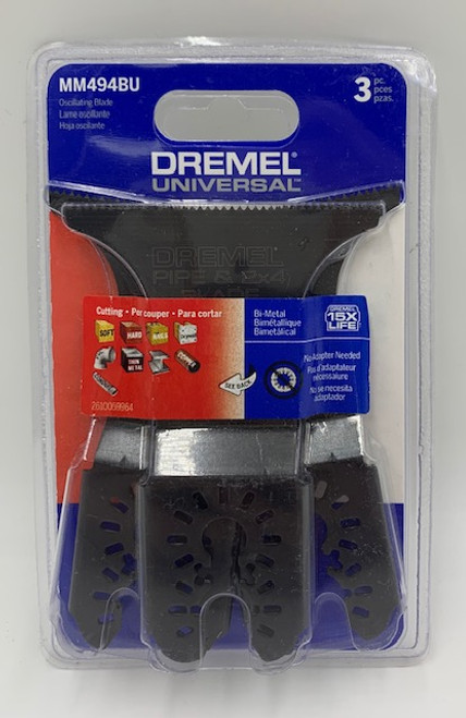 Dremel (MM494BU) Universal 2-3/4 In. Bi-Metal Wood/Metal Oscillating Blade (1-Pack/3-Blades) Dremel (MM494BU) Universal 2-3/4 In. Bi-Metal Wood/Metal Oscillating Blade (1-Pack/3-Blades)