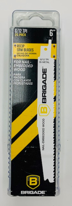 BRIGADE 1-Pk/25-Blades 6" - 6/12 TPI Reciprocating Saw Blades (444BR10764)