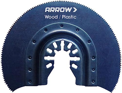 Arrow OSC108-1 Wood Segment Oscillating Tool Cutting Blade for Hardwood, PVC, Drywall, Universal, Fits Most Multitools, 3-7/16 inch