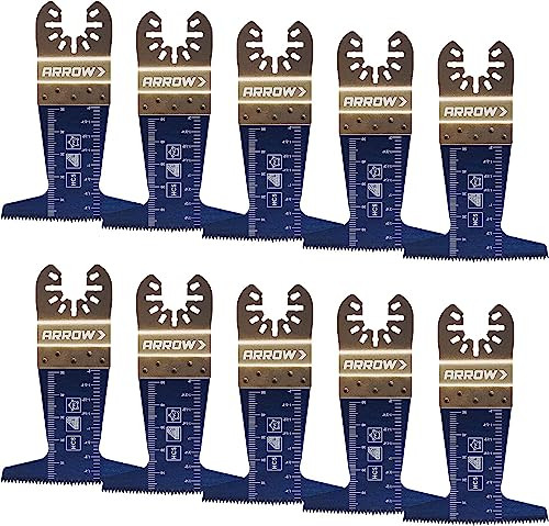 Arrow 1-Pk/10-Blades (OSC105-10) Japanese Tooth Tough Curve Wood Oscillating Tool Blade for Hardwood, PVC, Drywall, Universal, Fits Most Multitools, 2-1/2 inch