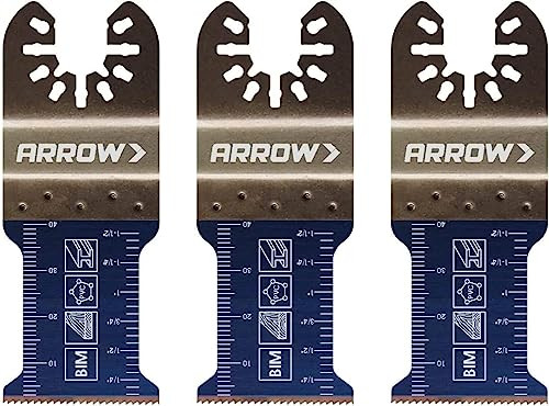 Arrow OSC107-3 Standard Wood and Nail Oscillating Tool Blade for Wood, PVC, Copper Pipe, Drywall, Universal, Fits Most Multitools, 1-5/16 inch, 3-Pack