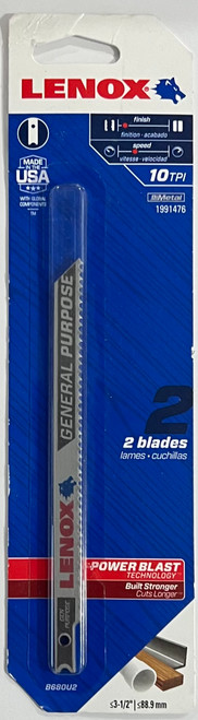 LENOX Tools 1991476 U-Shank General Purpose Jig Saw Blade, 5 1/4" x 3/8" 10 TPI, 2 Pack