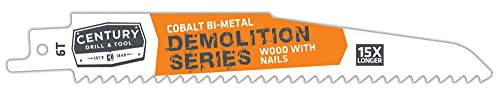 Century Drill & Tool 2-Pack, 6" Demolition Series Bi-Metal Reciprocating Saw Blade, 6T #07504
