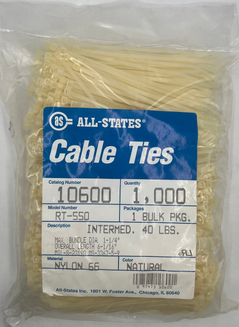 1000 count ALL-STATES 6inch Natural Cable Ties