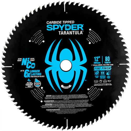 Spyder (13054) 12" 80-Tooth Fine Finish Tungsten Carbide-tipped Tarantula Steel Miter/Table Saw Blade Spyder (13054) 12" 80-Tooth Fine Finish Tungsten Carbide-tipped Tarantula Steel Miter/Table Saw Blade