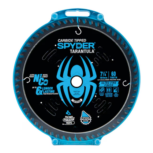 Spyder 13018 Tarantula Carbide Ultra Fine Finish Saw Blade, 7-1/4", 60 Tooth