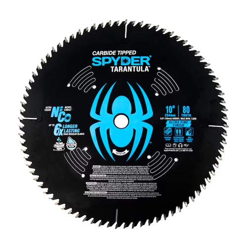 Spyder 13055 Tarantula Carbide Ultra Fine Finish Saw Blade, 10", 80 Tooth Spyder 13055 Tarantula Carbide Ultra Fine Finish Saw Blade, 10", 80 Tooth