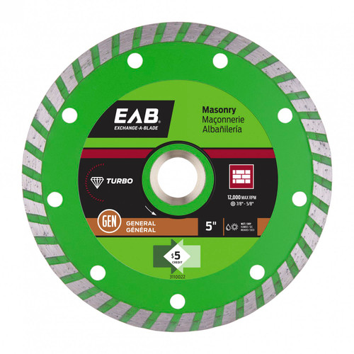 EAB 3110022 Turbo Diamond Masonry Saw Blade, 5"