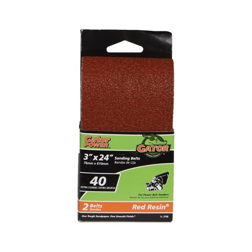 Gator (3158) 40 Grit,  2 Sanding Belts, 3-Inch x 24Inch