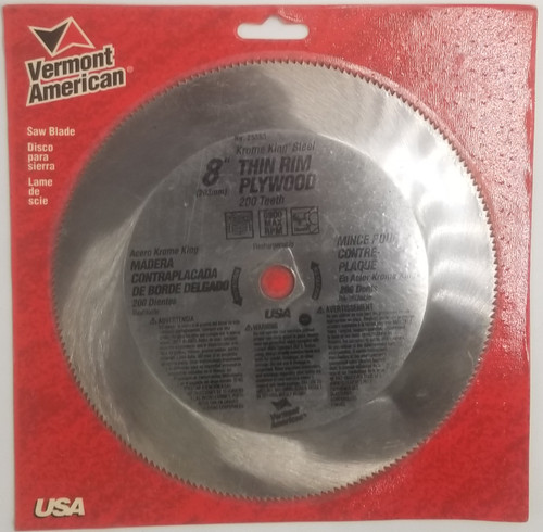 Vermont American 25353 Krome King Steel Thin Rim Plywood Blade, 8" x 200T