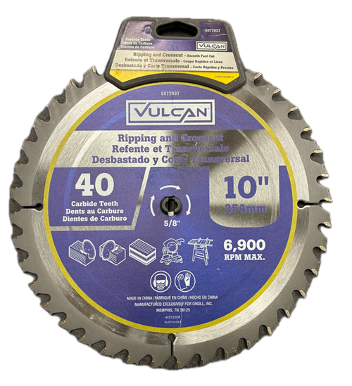 Vulcan (1-Blade) 5577937 Ripping and Crosscut Carbide Blade, 10" x 40T