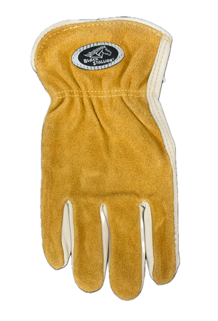 Black Stallion (1-Pair/Size-Medium) Grain/Split Cowhide Kevlar Stitched Driver's Gloves, 97KM