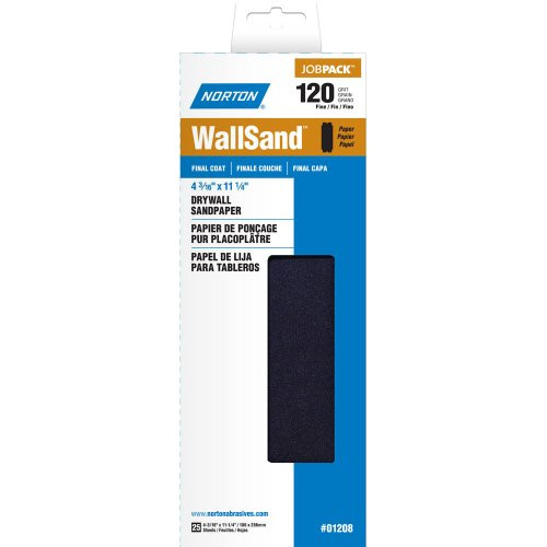 Norton (01208) WallSand Die Cut Drywall Sanding Screen, 11" Length x 4-3/16" Width, P120D Grit, Fine Grade (Pack of 25)