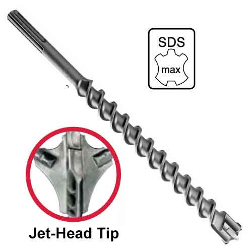 Driltec SM-540-540 1-1/4" x 11-1/2" x 17" Jet-Head SDS-MAX Bit