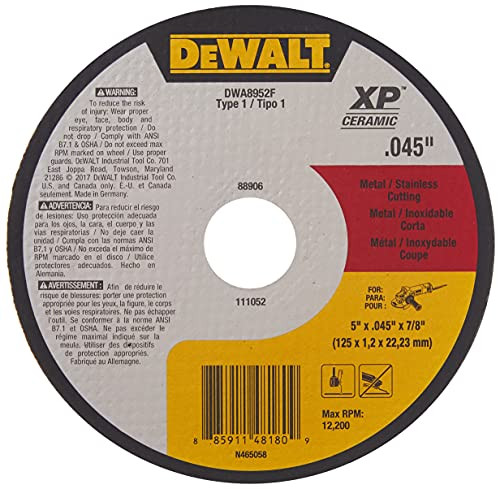 DEWALT DWA8952F T1 XP CER Fast Cut-Off Wheel, 5" x 0.045" x 7/8"