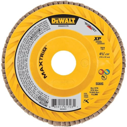 DeWalt DWA8281CTR Elite Series 4-1/2" X 7/8" 60G T27 XP Ceramic Trimline Flap Disc