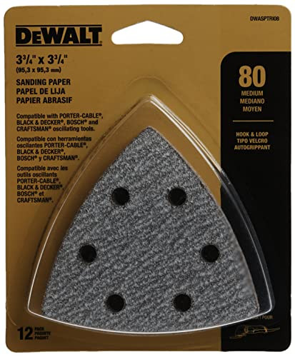 DEWALT 12-Pk Hook and Loop Triangle 80 Grit Sandpaper, DWASPTRI08