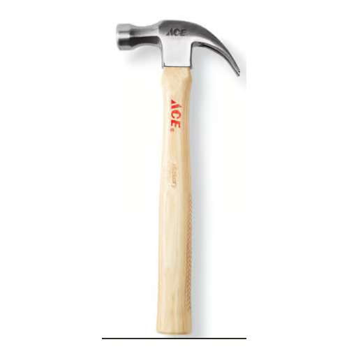 Ace 20512 16 oz Smooth Face Claw Hammer Hickory Handle