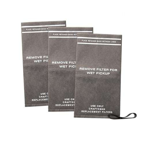CRAFTSMAN CMXZVBE38737 Genuine General Debris Wet Dry Vac Replacement Filter Bags with Retaining Band for Most CRAFTSMAN 2 to 2.5 Gallon Shop Vacuums and Powerhead Bucket Vac, 3-Pack