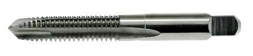 Drillco 2100 Series High-Speed Steel Spiral Point Threading Tap, Uncoated (Bright) Finish, Round Shank with Square End, Plug Chamfer, 9/16"-18 UNF