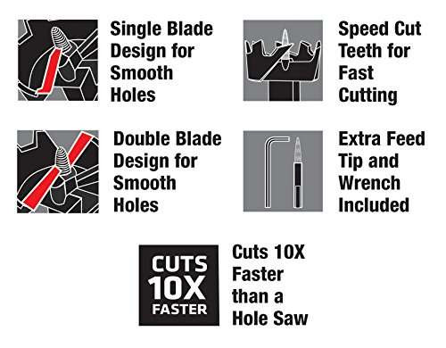 Century Drill & Tool 38318 Self Feed Wood Bit, 1-1/8"