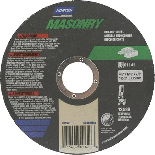 NORTON 01621 T1 Center Cut-Off Blade, 4-1/2" X 1/16" x 7/8", Silicon Carbide