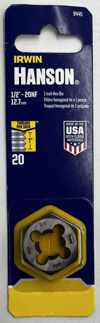 IRWIN DIE 1/2"-20NF 1" HEX 9445