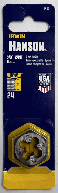 Irwin 9436 Hex Die 3/8"-24 Nf