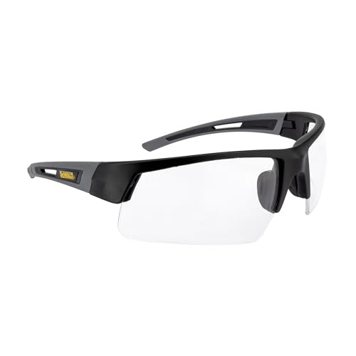 DEWALT (1-Pair) Unisex DPG100 Half Frame Comfort Fit Protective Eyewear Black Frame Clear Lens
