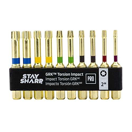 Stay Sharp (10-Pc) 2 in. Assorted Torsion Impact Bit Clip GRK Torx Professional Screwdriver Bit - 76320