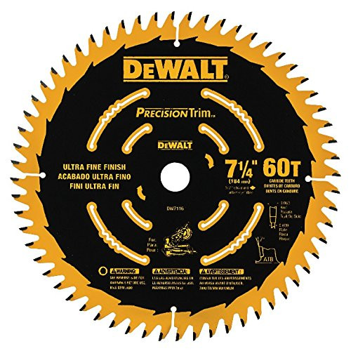 DEWALT DW7116PT DEWALT DW7116PT 60T Precision Trim Miter Saw Blade, 7-1/4