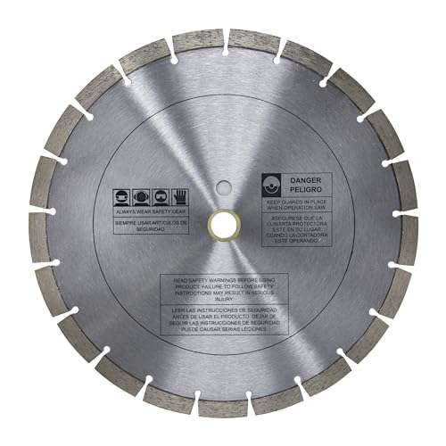 Omega 12-Inch General Purpose Segmented Diamond Blade, Wet/Dry Use, 14mm Segment Height, for Block, Brick, Concrete, Pavers, Stone and Roof Tile
