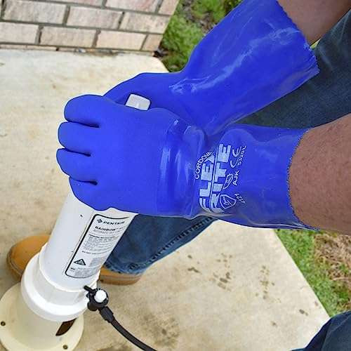Cordova 5320L (Pack of 12) Size Large, Flex-Rite PVC Gloves for Oil Resistance and Protection Against Acids, Bases, Solvents and More, Blue, 12 Inch Length