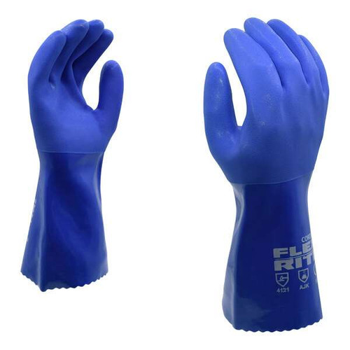 CORDOVA - FLEX RITE (Pack of 12) Size Medium 12" Blue Supported PVC Gloves, Knit Lining, Textured Finish