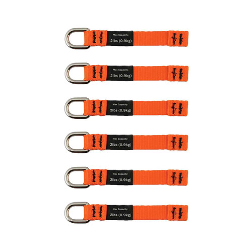 Ergodyne 6-Pack Orange Squids Tool Tail Connectors, 4.5", 2 Pound Load Limit (3700)