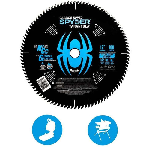 Spyder Tarantula 13064CA Ultra Fine Carbide Tooth 12" 100 Tooth Saw Blade
