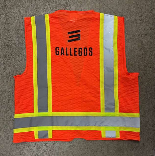 Radians (1-Vest Size M) SV6OM Orange, Two Tone Surveyor Class 2 Safety Vest, Customized "Gallegos Companies Logo"