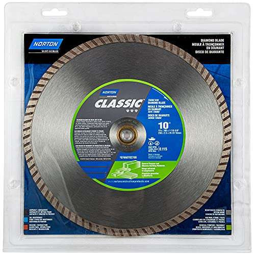 Norton Classic 1-Pack Diamond Blade, 10" Diameter x 0.100" Thickness x 1-7/8-5/8, 0.275" Segment (07660701201)