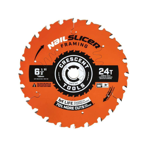 Crescent (1-Blade) Nail Slicer Framing Circular Saw Blade BLD 6-1/2" 24T - CSBFR-624