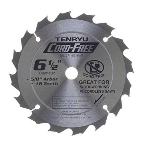 Tenryu 6-1/2" 16T 5/8" Arbor, 0.059 Kerf, 3900 Rpm, Cordless Trim (CF-16516WB)